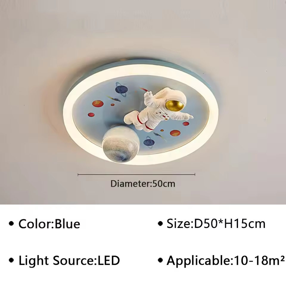 Astronaut and Planet LED Ceiling Light - Spaceman Lamp for Boys' Bedroom