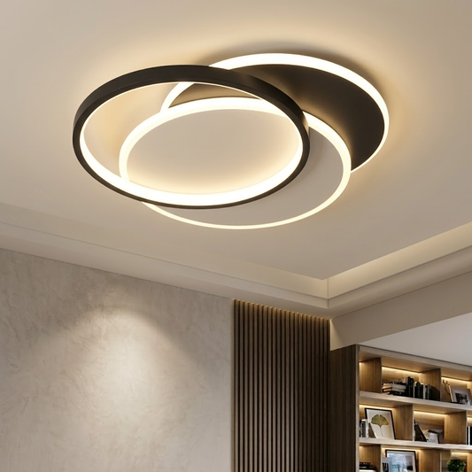 Modern Rectangle LED Ceiling Light - Ultra-Thin Minimalist Chandelier for Living Room & Kitchen, Black & White Finish, Tricolor Light