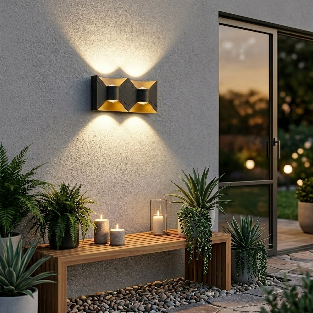 Modern Hourglass LED Up and Down Outdoor Wall Sconce - Weatherproof Exterior Light Fixture for Garage, Porch & Patio (Single/Pair)