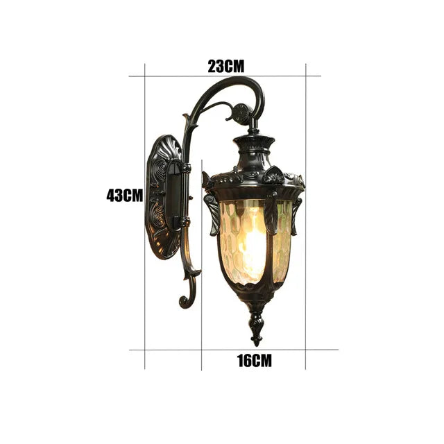 European Vintage Outdoor Wall Lantern - IP65 Waterproof Die-cast Aluminum Sconce for Villa Porch & Garden, Bronze Finish