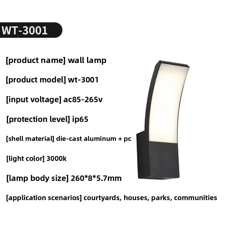 Modern Curved LED Outdoor Motion Sensor Wall Sconce - Weatherproof Exterior Light Fixture for Garage, Porch & Patio (Single/Pair)