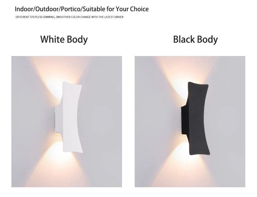 Modern Hourglass LED Up and Down Outdoor Wall Sconce - Weatherproof Aluminum Exterior Light Fixture for Garage & Porch (Single/Pair)