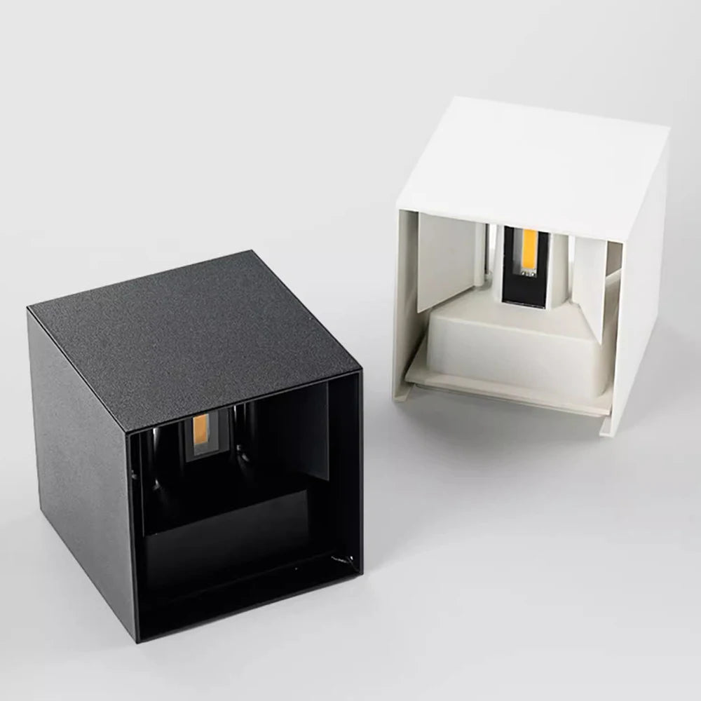 Modern Cube LED Up and Down Outdoor Wall Sconce - Weatherproof Exterior Light Fixture for Garage, Porch & Patio (Single/Pair)