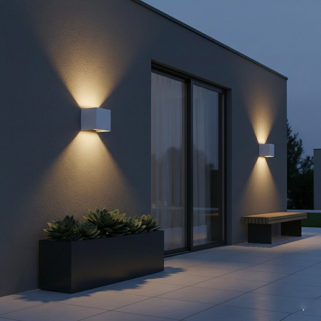 Modern Cube LED Up and Down Outdoor Wall Sconce - Weatherproof Exterior Light Fixture for Garage, Porch & Patio (Single/Pair)