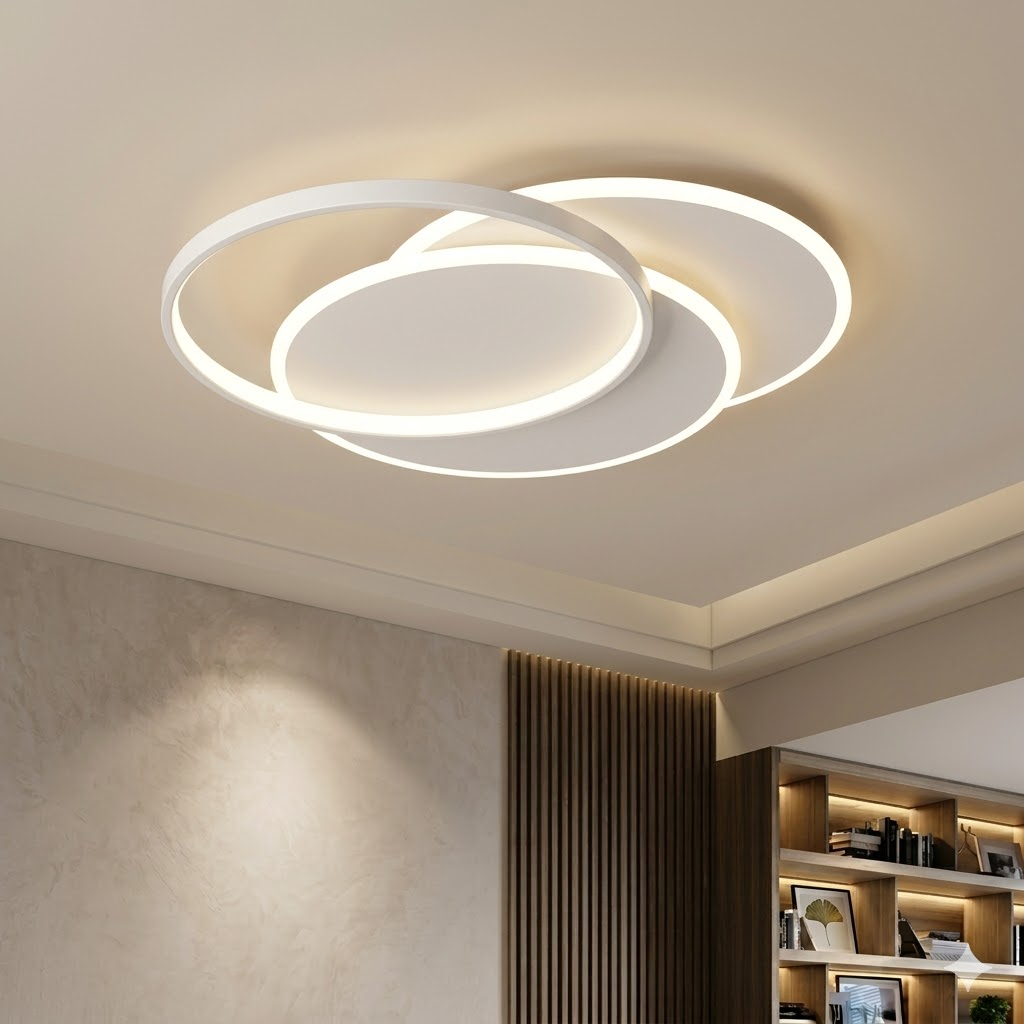 Modern Rectangle LED Ceiling Light - Ultra-Thin Minimalist Chandelier for Living Room & Kitchen, Black & White Finish, Tricolor Light