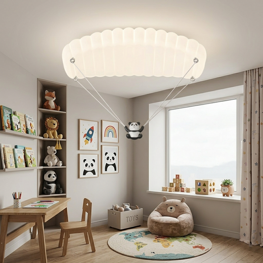 Creative Panda Parachute LED Ceiling Light - Cartoon Lamp for Kids' Room