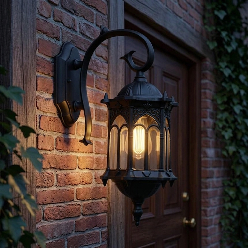 Traditional European Outdoor Wall Lantern - IP55 Waterproof Carved Aluminum Sconce for Villa Porch & Garden, Bronze Finish