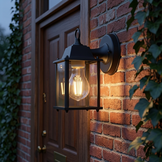 Vintage Outdoor Wall Lantern with Clear Glass - IP65 Waterproof Aluminum E27 Sconce Light for Porch & Courtyard, Black Finish