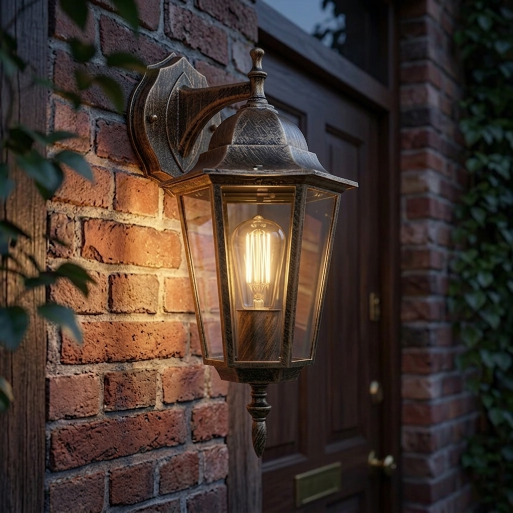 Vintage European Outdoor Wall Lantern - IP65 Waterproof E27 Sconce Light for Porch & Courtyard, Bronze finish
