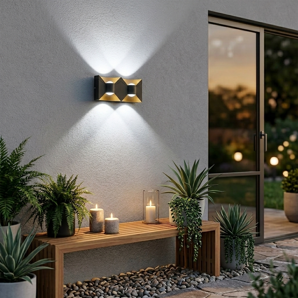 Modern Hourglass LED Up and Down Outdoor Wall Sconce - Weatherproof Exterior Light Fixture for Garage, Porch & Patio (Single/Pair)