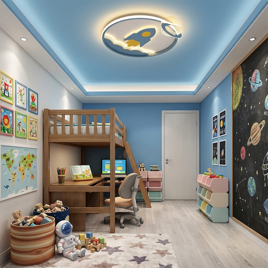 Modern Rocket Ship Ceiling Lamp - Warm Glow Acrylic Light for Kids' Room