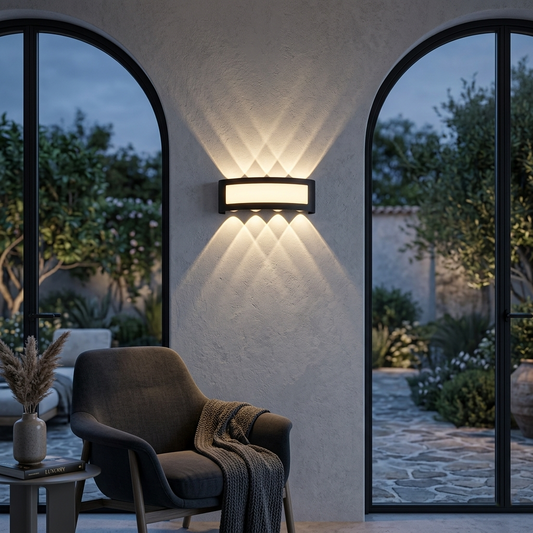 Modern Curved LED Outdoor Wall Sconce - Weatherproof Multi-Beam Exterior Light Fixture for Porch, Garage & Patio (Single/Pair)