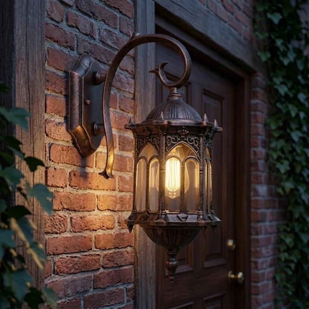 Traditional European Outdoor Wall Lantern - IP55 Waterproof Carved Aluminum Sconce for Villa Porch & Garden, Bronze Finish