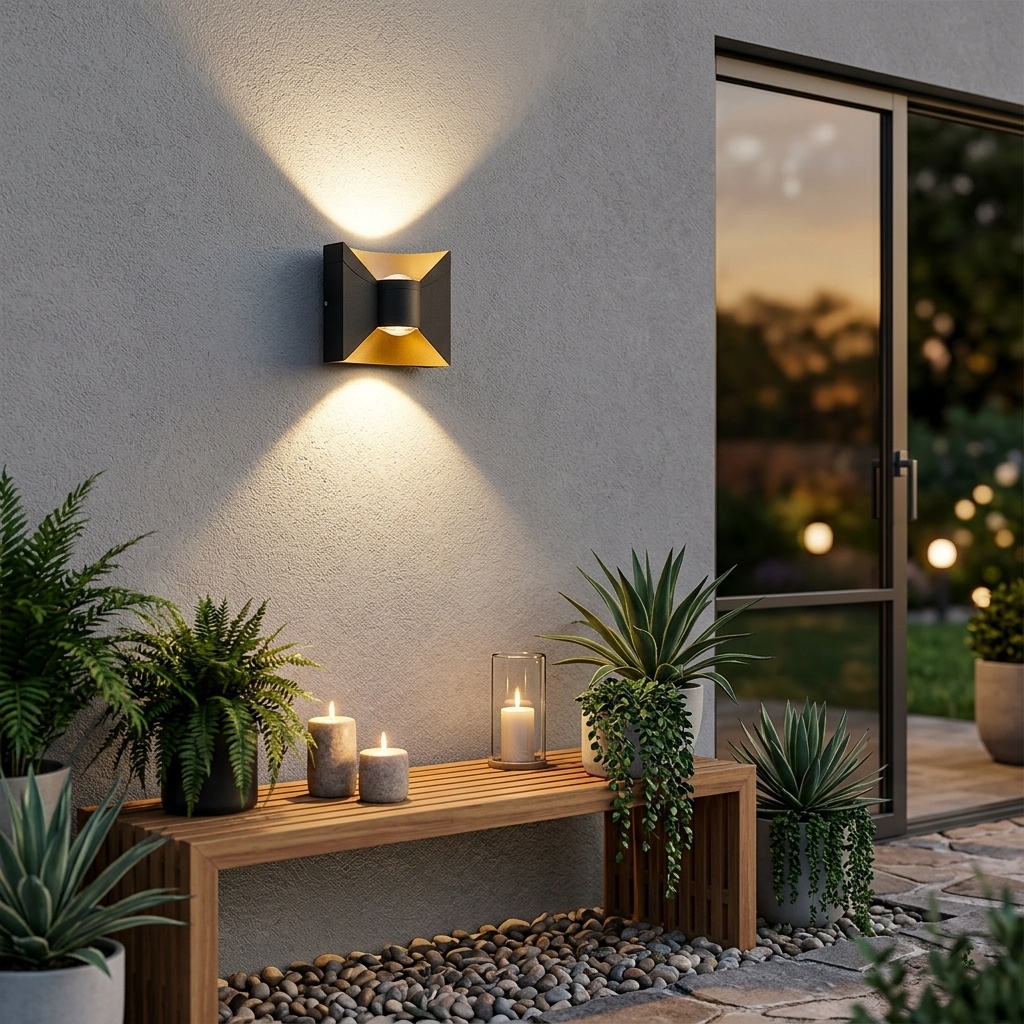 Modern Hourglass LED Up and Down Outdoor Wall Sconce - Weatherproof Exterior Light Fixture for Garage, Porch & Patio (Single/Pair)