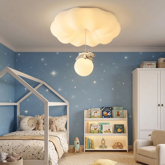 Modern Cloud LED Ceiling Light - Warm Glow Acrylic Lamp for Kids' Room