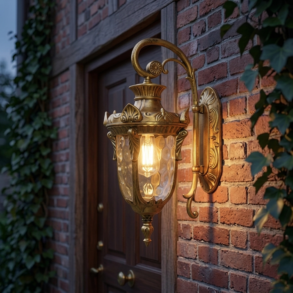 European Vintage Outdoor Wall Lantern - IP65 Waterproof Die-cast Aluminum Sconce for Villa Porch & Garden, Bronze Finish