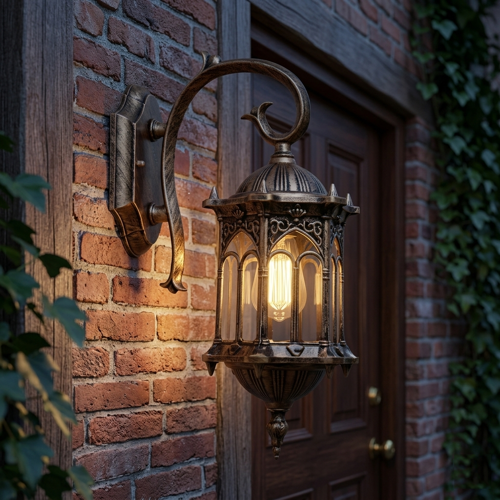 Traditional European Outdoor Wall Lantern - IP55 Waterproof Carved Aluminum Sconce for Villa Porch & Garden, Bronze Finish