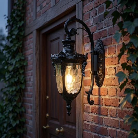 European Vintage Outdoor Wall Lantern - IP65 Waterproof Die-cast Aluminum Sconce for Villa Porch & Garden, Bronze Finish