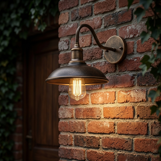 Vintage Gooseneck Barn Light - Waterproof Antique Bronze Exterior Sconce, E27 Socket for Porch, Patio, Farmhouse Decor