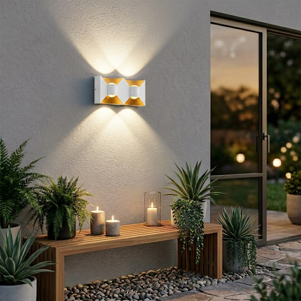 Modern Hourglass LED Up and Down Outdoor Wall Sconce - Weatherproof Exterior Light Fixture for Garage, Porch & Patio (Single/Pair)