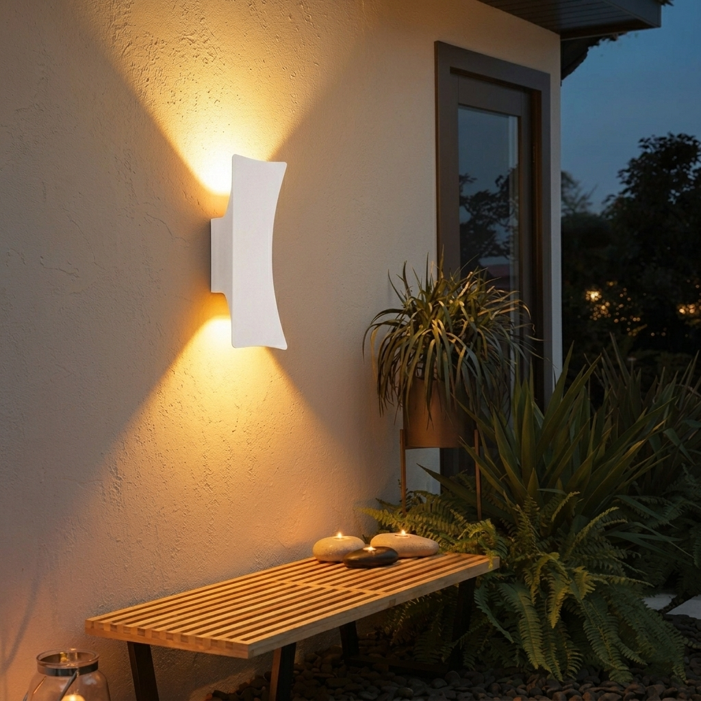 Modern Hourglass LED Up and Down Outdoor Wall Sconce - Weatherproof Aluminum Exterior Light Fixture for Garage & Porch (Single/Pair)