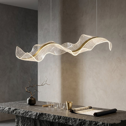 Modern Nordic Wave LED Chandelier - Minimalist Wave Pendant Light for Dining Room, Stepless Dimming