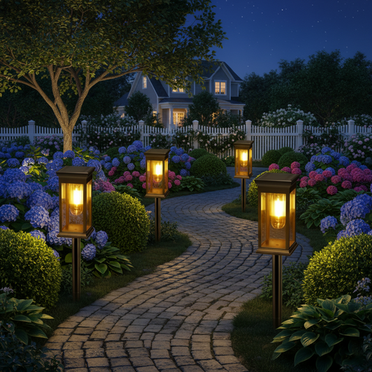 Vintage Outdoor Solar Path Lights - Waterproof Retro Garden Stake Lights with Warm Edison Bulb for Walkway, Patio & Yard (Set of 4)
