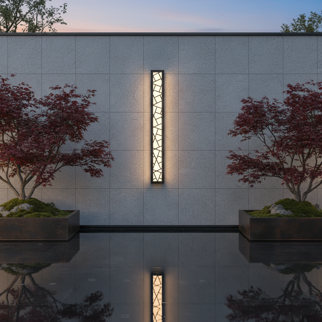 Modern Outdoor LED Wall Sconce - Linear Geometric Black Light Fixture for Porch, Patio, Garage & Villa Garden (Single/Pair)