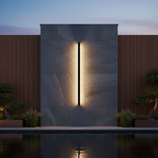 Modern Outdoor Linear LED Wall Sconce - Black Aluminum Exterior Light Fixture for Garage, Patio & Porch (Single/Pair)