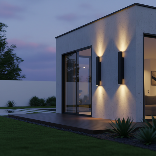 Modern Outdoor Up and Down Wall Sconce - Linear Aluminum Exterior LED Light Fixture for Garage, Patio & Porch (Single/Pair)
