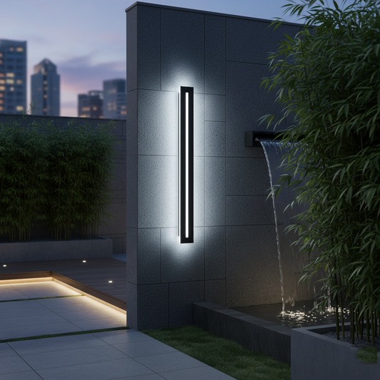 Modern Hollow Linear Outdoor LED Wall Sconce - Black Metal Exterior Light Fixture for Porch, Patio & Garage (Single/Pair)