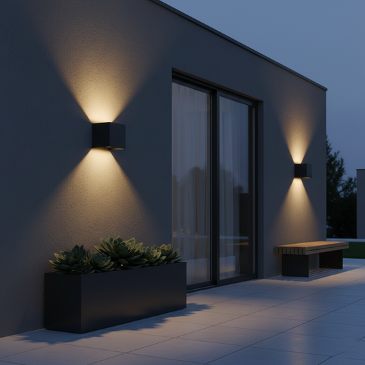 Modern Cube LED Up and Down Outdoor Wall Sconce - Weatherproof Exterior Light Fixture for Garage, Porch & Patio (Single/Pair)