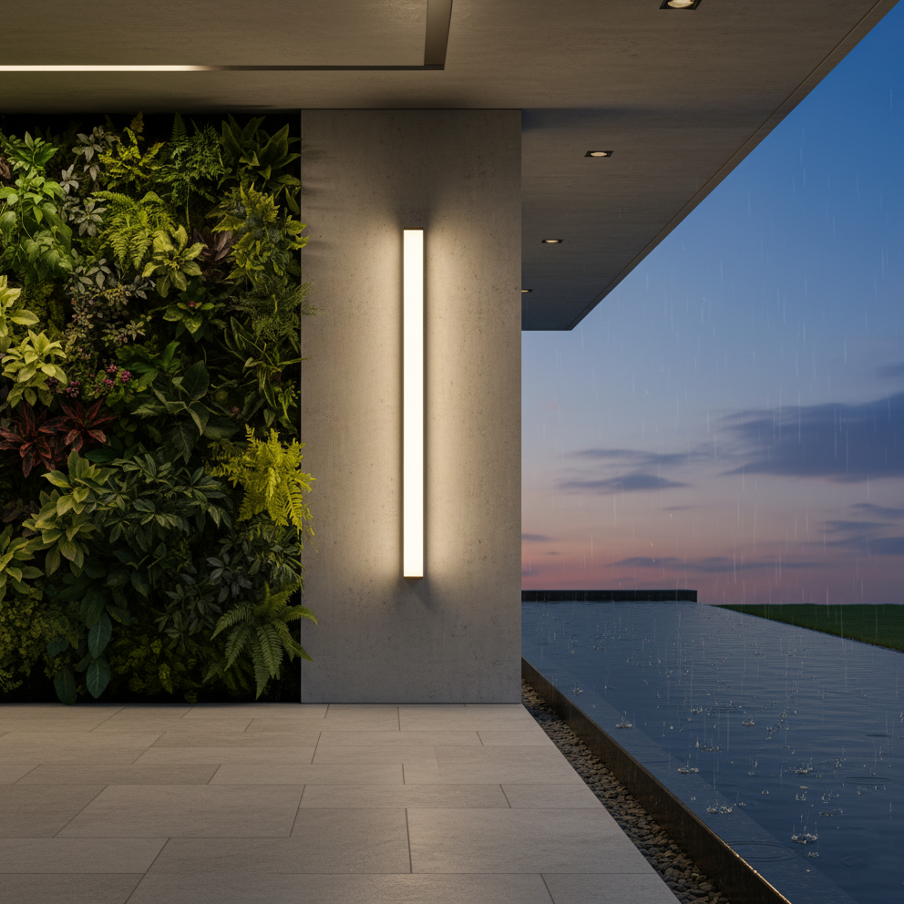 Minimalist Modern Long Strip LED Outdoor Wall Sconce - Weatherproof IP65 Exterior Light Fixture for Villa Porch, Garage & Garden