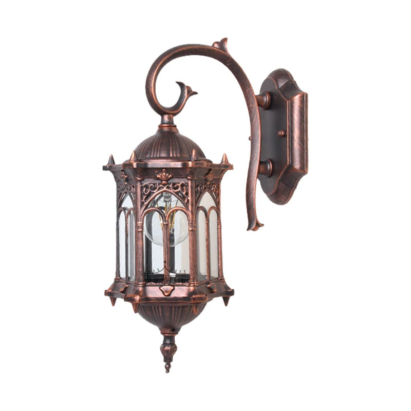 Traditional European Outdoor Wall Lantern - IP55 Waterproof Carved Aluminum Sconce for Villa Porch & Garden, Bronze Finish