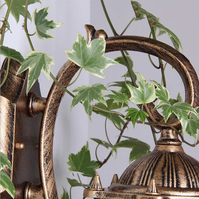 Traditional European Outdoor Wall Lantern - IP55 Waterproof Carved Aluminum Sconce for Villa Porch & Garden, Bronze Finish