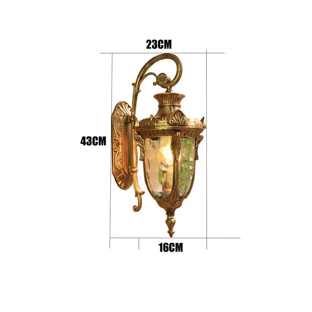 European Vintage Outdoor Wall Lantern - IP65 Waterproof Die-cast Aluminum Sconce for Villa Porch & Garden, Bronze Finish