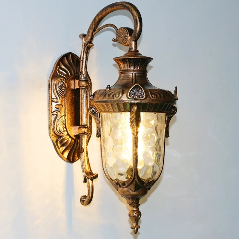 European Vintage Outdoor Wall Lantern - IP65 Waterproof Die-cast Aluminum Sconce for Villa Porch & Garden, Bronze Finish