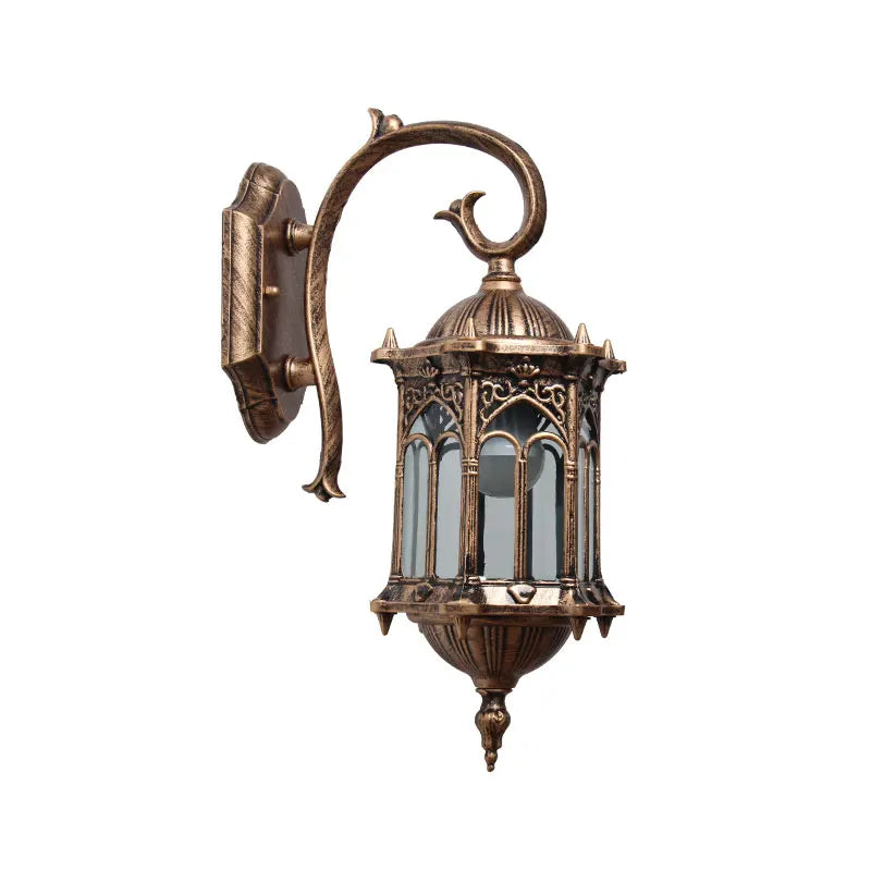 Traditional European Outdoor Wall Lantern - IP55 Waterproof Carved Aluminum Sconce for Villa Porch & Garden, Bronze Finish