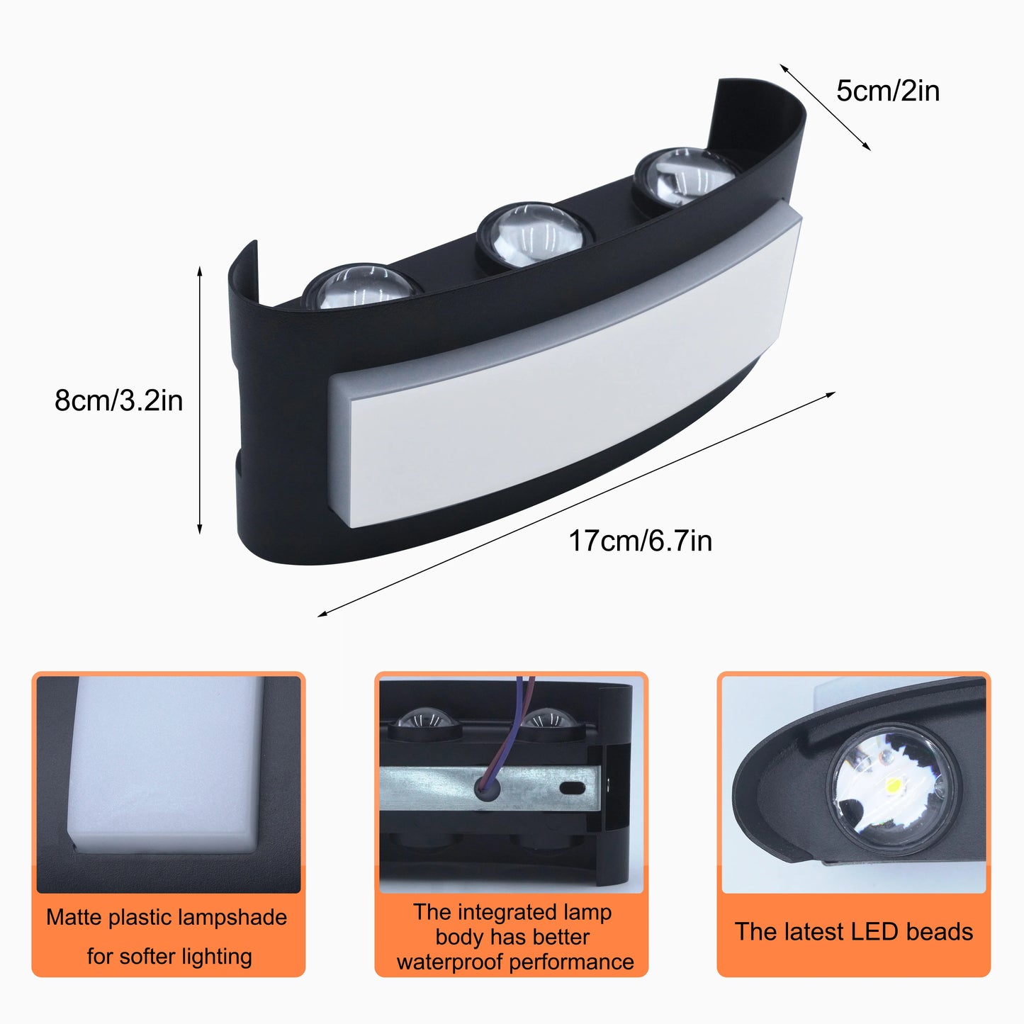 Modern Curved LED Outdoor Wall Sconce - Weatherproof Multi-Beam Exterior Light Fixture for Porch, Garage & Patio (Single/Pair)