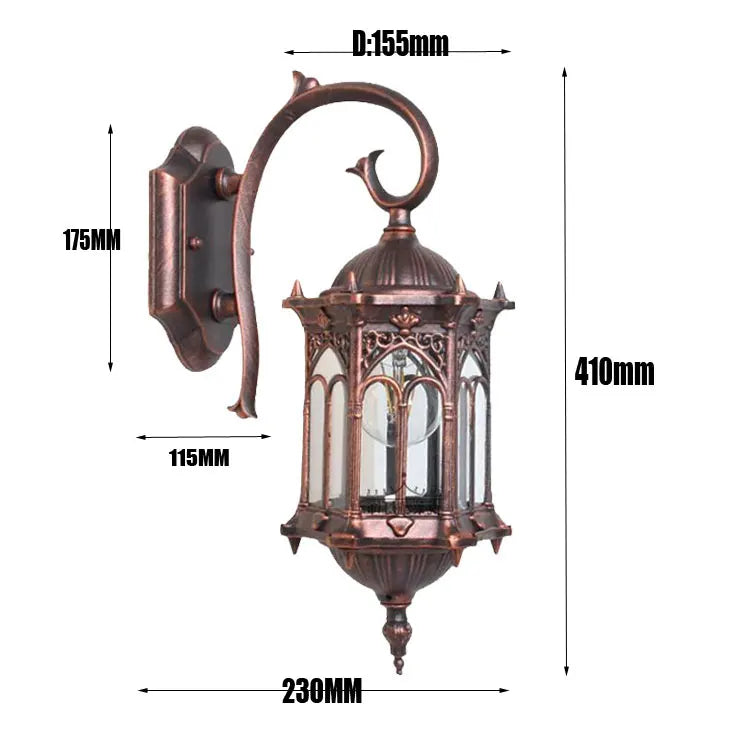 Traditional European Outdoor Wall Lantern - IP55 Waterproof Carved Aluminum Sconce for Villa Porch & Garden, Bronze Finish