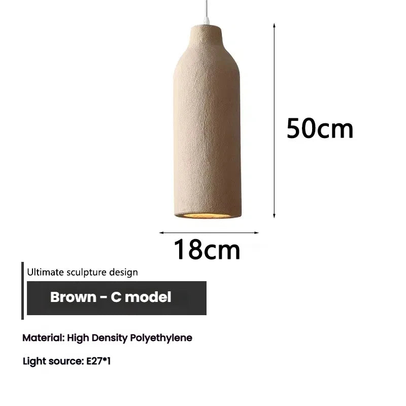 Wabi Sabi Travertine Style Pendant Light, Nordic Minimalist LED Chandelier for Living Room Dining Bedroom, Brown High Density Polyethylene, 35cm x 51cm