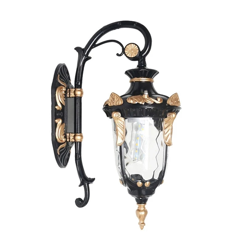 European Vintage Outdoor Wall Lantern - IP65 Waterproof Die-cast Aluminum Sconce for Villa Porch & Garden, Bronze Finish