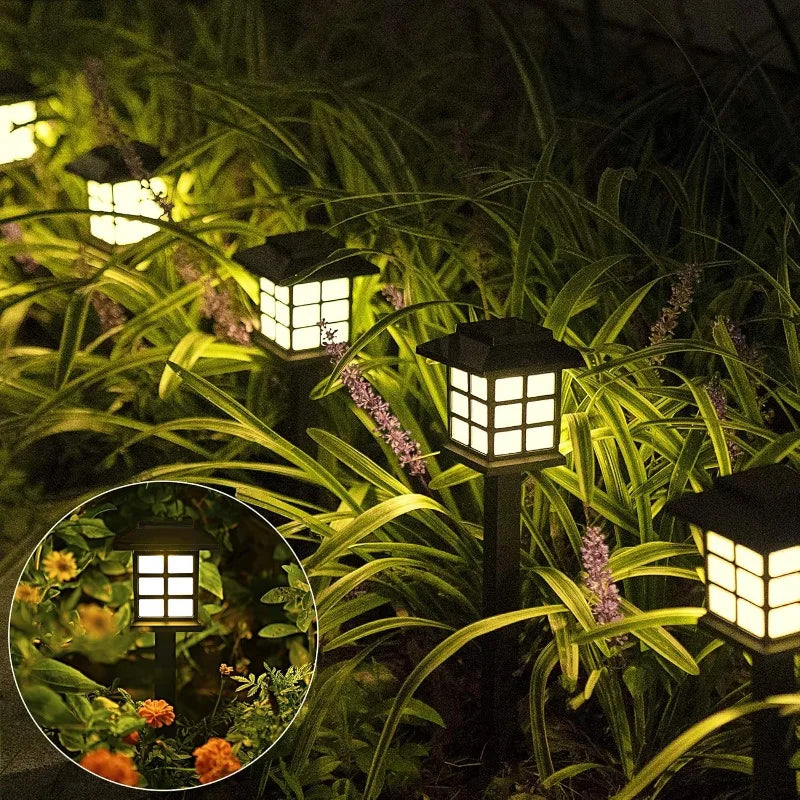 Classical Solar Pathway Lights - IP65 Waterproof LED Garden Grid Lights with Warm White Glow for Walkway, Patio & Lawn (Set of 2)