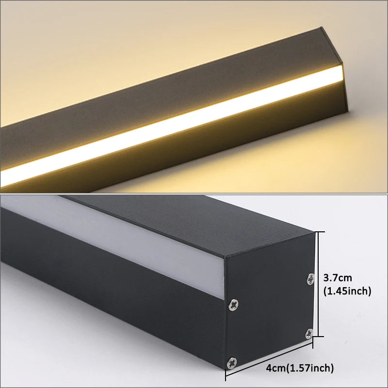 Modern Outdoor Linear LED Wall Sconce - Black Aluminum Exterior Light Fixture for Garage, Patio & Porch (Single/Pair)