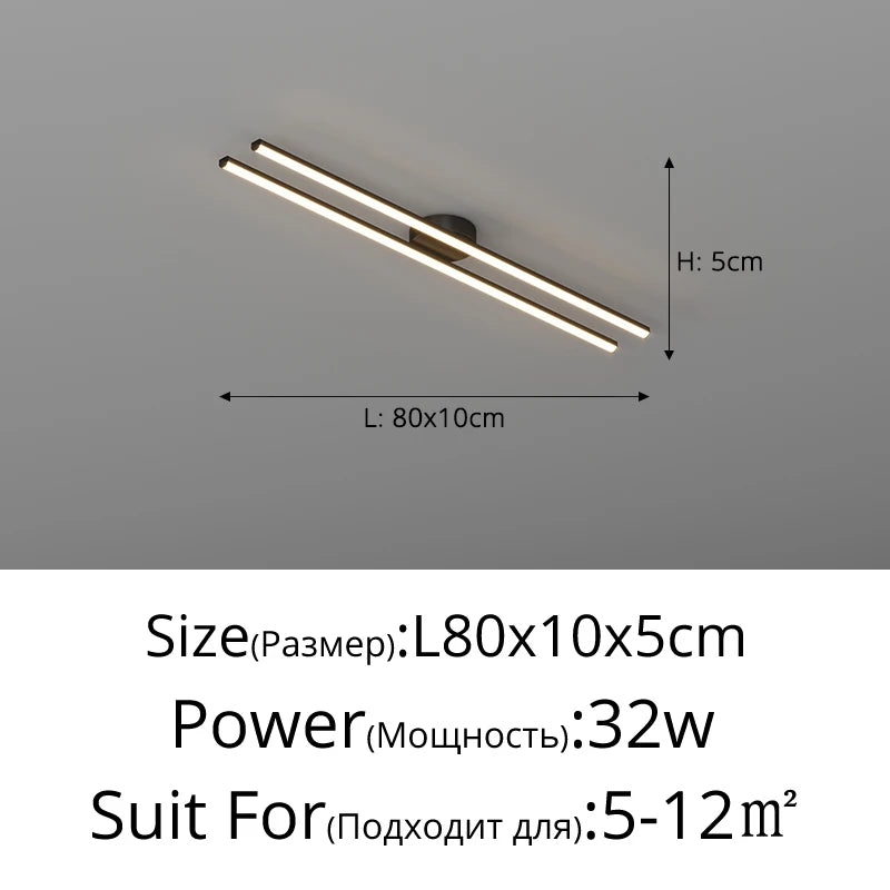 Modern Linear LED Flush Mount Ceiling Light - Black Crossed Bars Chandelier for Living Room, Dining Room & Bedroom (Dimmable with Remote Option)