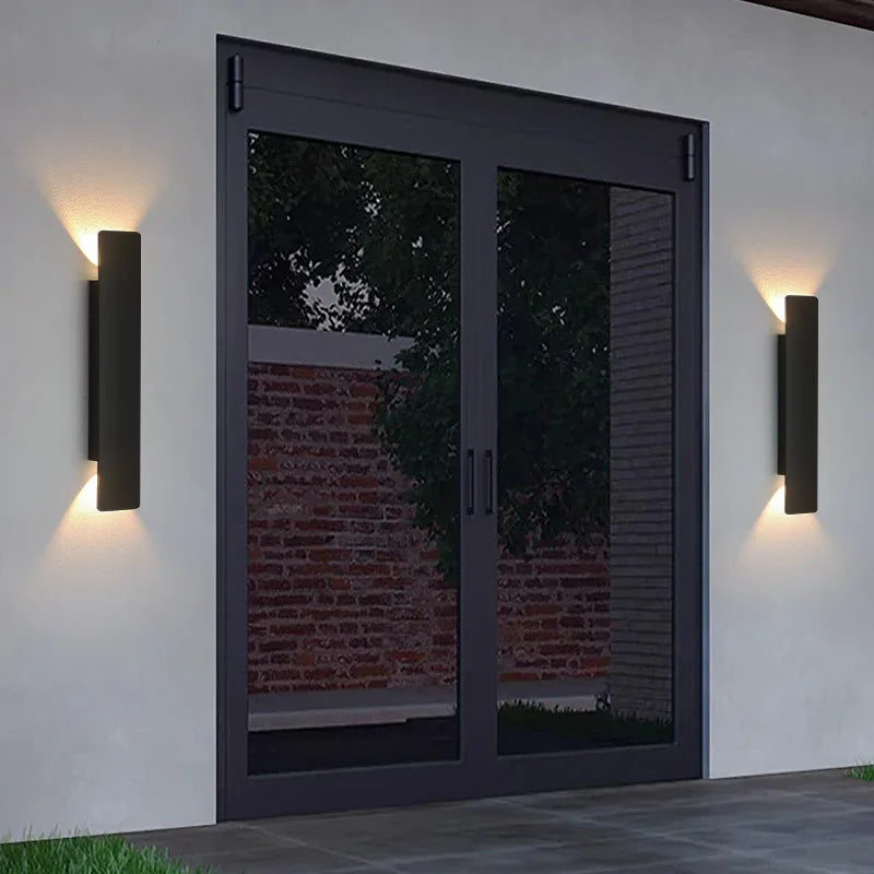 Modern Outdoor Up and Down Wall Sconce - Linear Aluminum Exterior LED Light Fixture for Garage, Patio & Porch (Single/Pair)