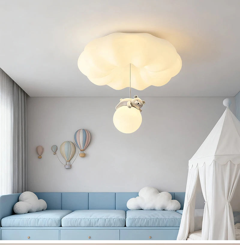 Modern Cloud LED Ceiling Light - Warm Glow Acrylic Lamp for Kids' Room