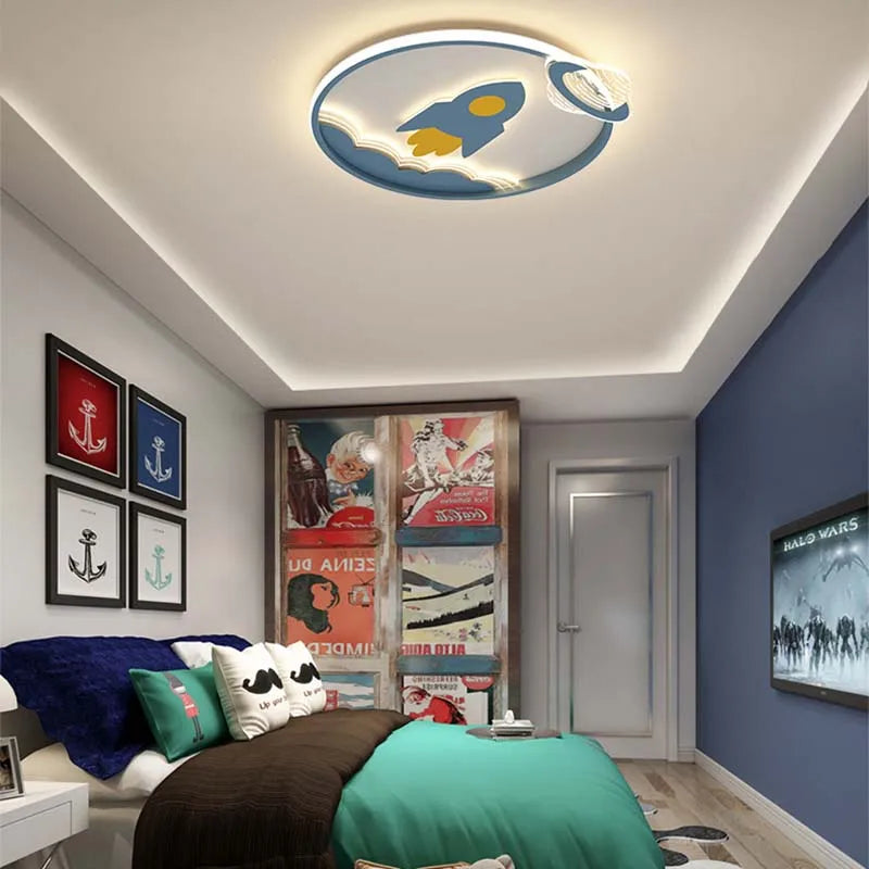 Modern Rocket Ship Ceiling Lamp - Warm Glow Acrylic Light for Kids' Room