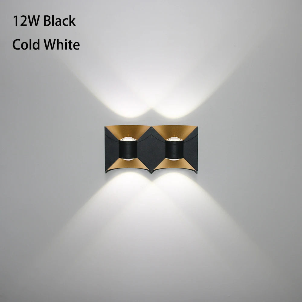 Modern Hourglass LED Up and Down Outdoor Wall Sconce - Weatherproof Exterior Light Fixture for Garage, Porch & Patio (Single/Pair)