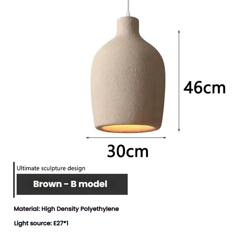 Wabi Sabi Travertine Style Pendant Light, Nordic Minimalist LED Chandelier for Living Room Dining Bedroom, Brown High Density Polyethylene, 35cm x 51cm